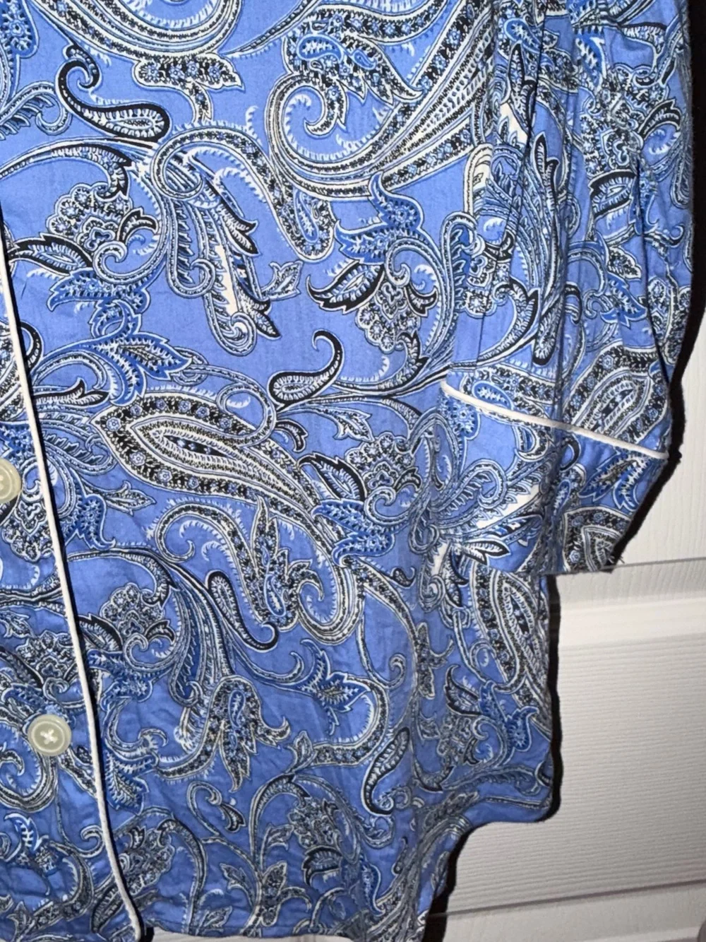 Lauren Ralph Lauren Blue Paisley Nightshirt Button Front Sleep Shirt L